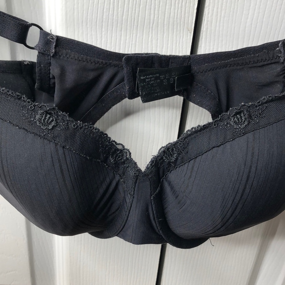 Panache super bra Black Lace Trim Bra w/ underwire, size 32F